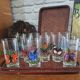 Set of 10 butterfly glasses from the Reims glassworks, vintage.
