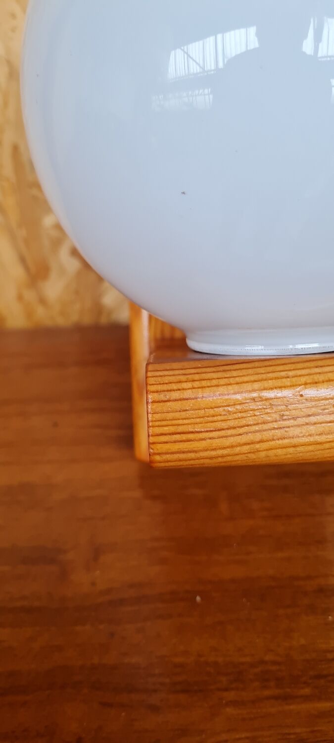 Pair of pine and opaline wall lamps