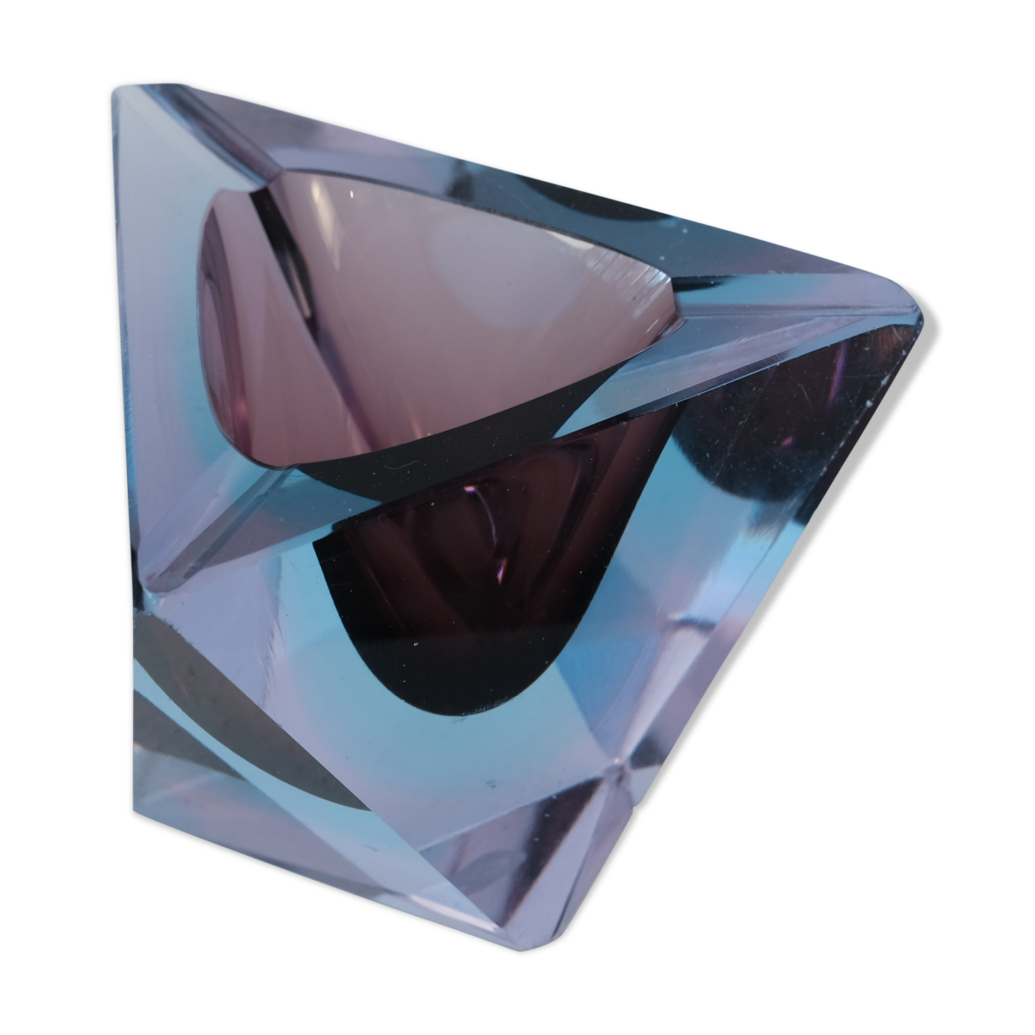 Sommerso Flavio Poli 1960's blue and purple ashtray
