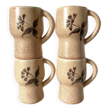 70s flowery stoneware mugs