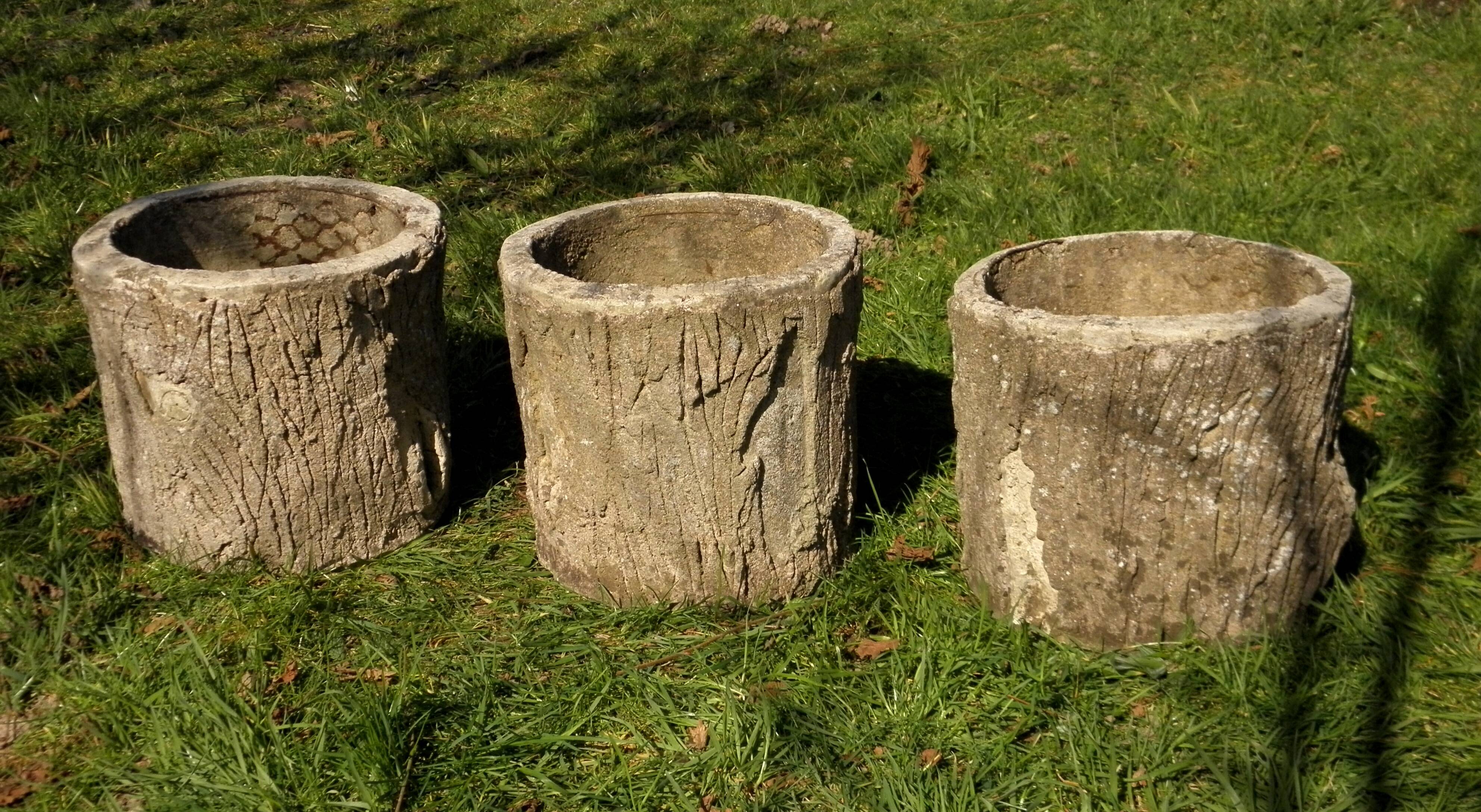 3 "trunk" planters, 1960s