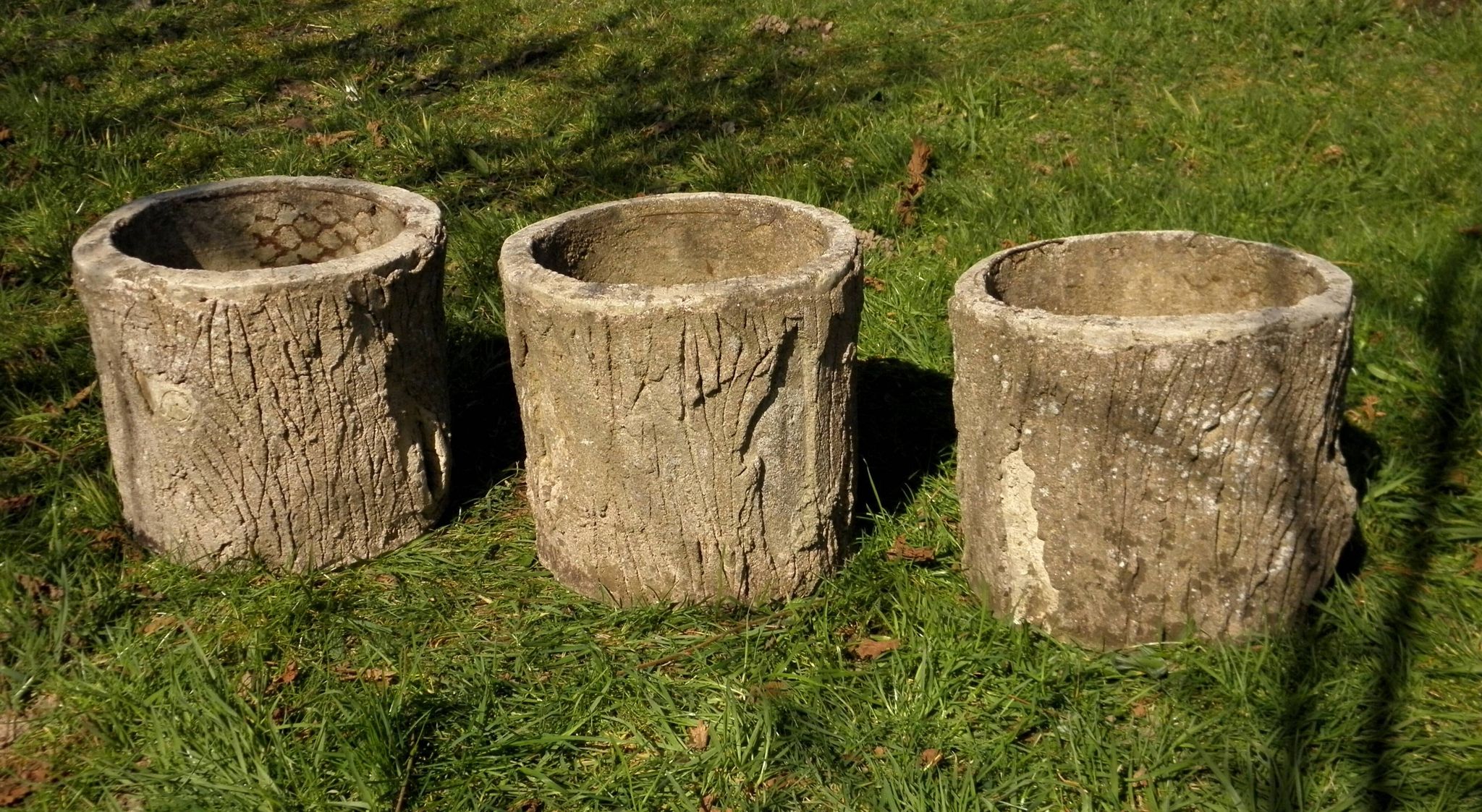 3 jardinières "troncs", années 60