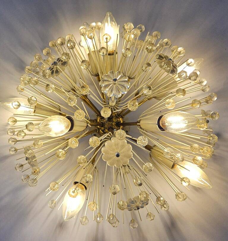 Important flush mount lamp from the middle of the last century Emil Stejnar for Rupert Nikoll. Austria, 1960s