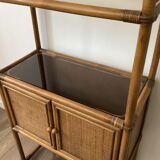 Bamboo shelf and smoked glass