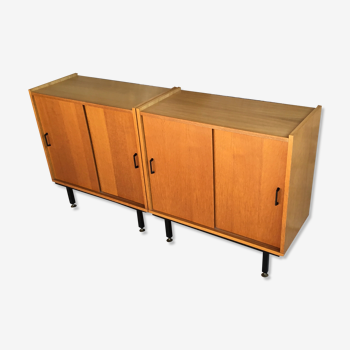 Pair of small modernist buffets that can be adapted into a library - sliding doors - 1960