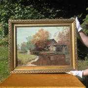 Vintage Autumn Landscape Oil Painting