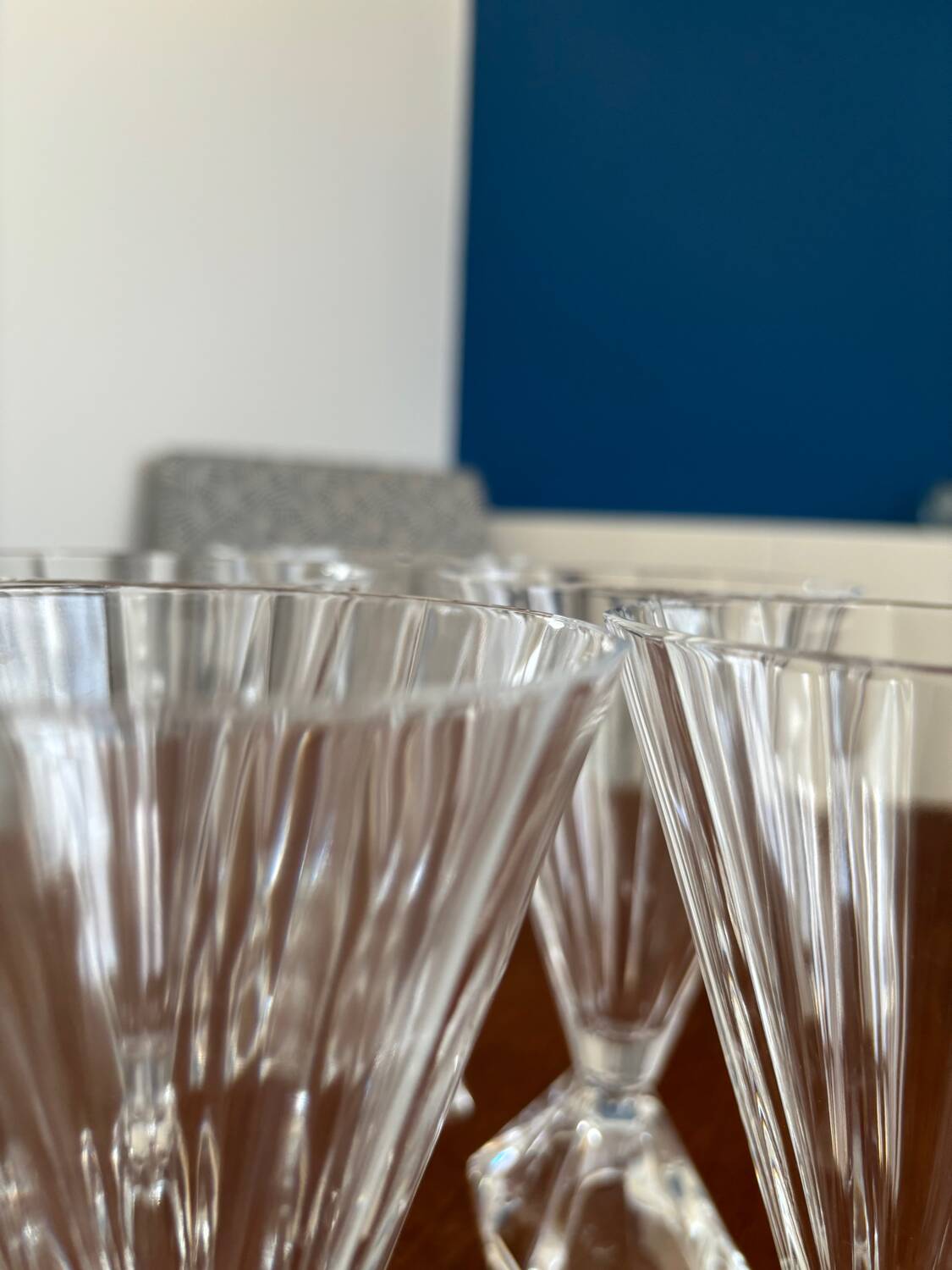 Lot de 5 verres flûtes à champagne cristal art deco - coupe a champagne vintage art deco - ancienne flûte cristal