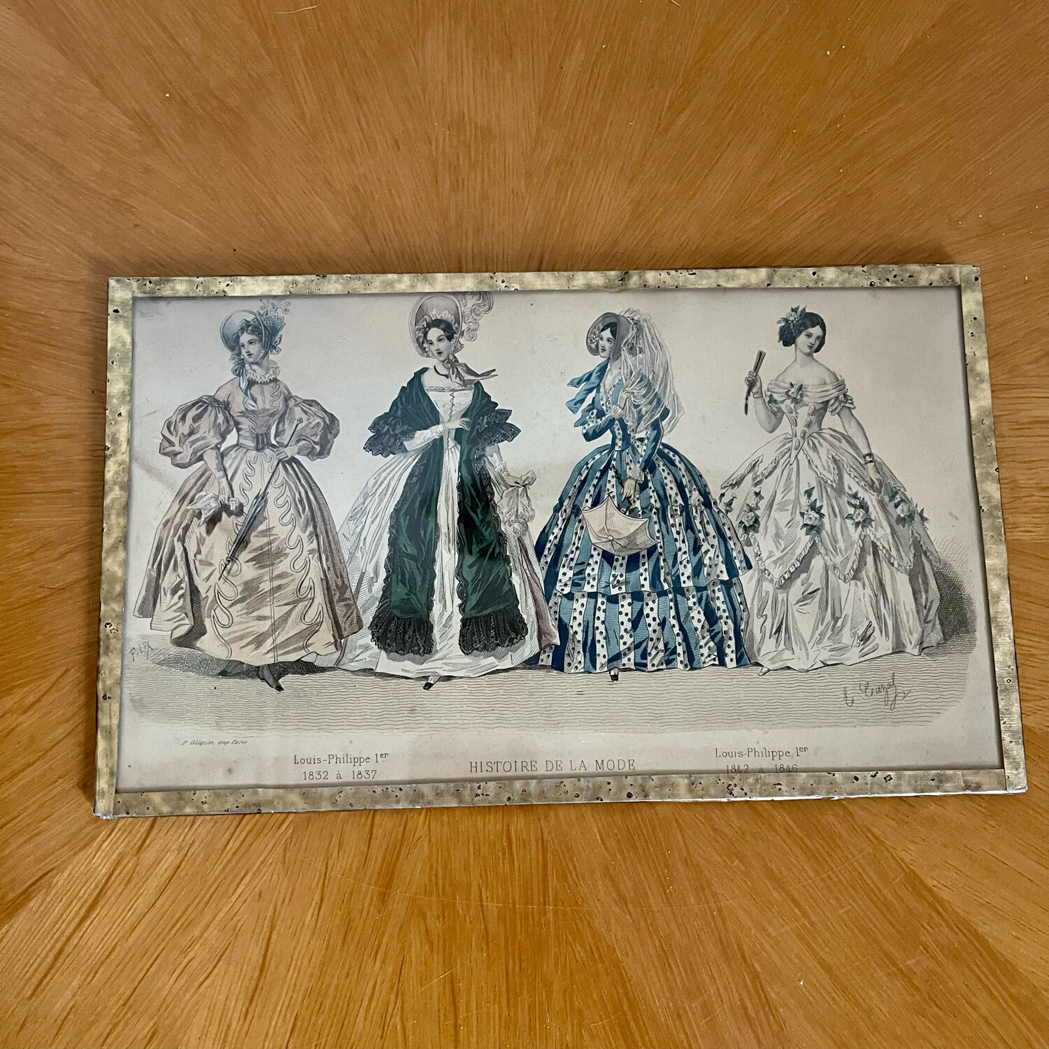Framed antique print "History of Fashion"