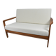 Scandinavian two-seater Sofa, 60's style, teak & white bouclé