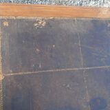 Old flat desk with brown leather top