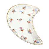 Delight moon with flower motifs and gold border in Limoges porcelain