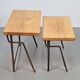 Brutalist Cast Iron and Oak Nesting Tables, 1970s, Set of 2