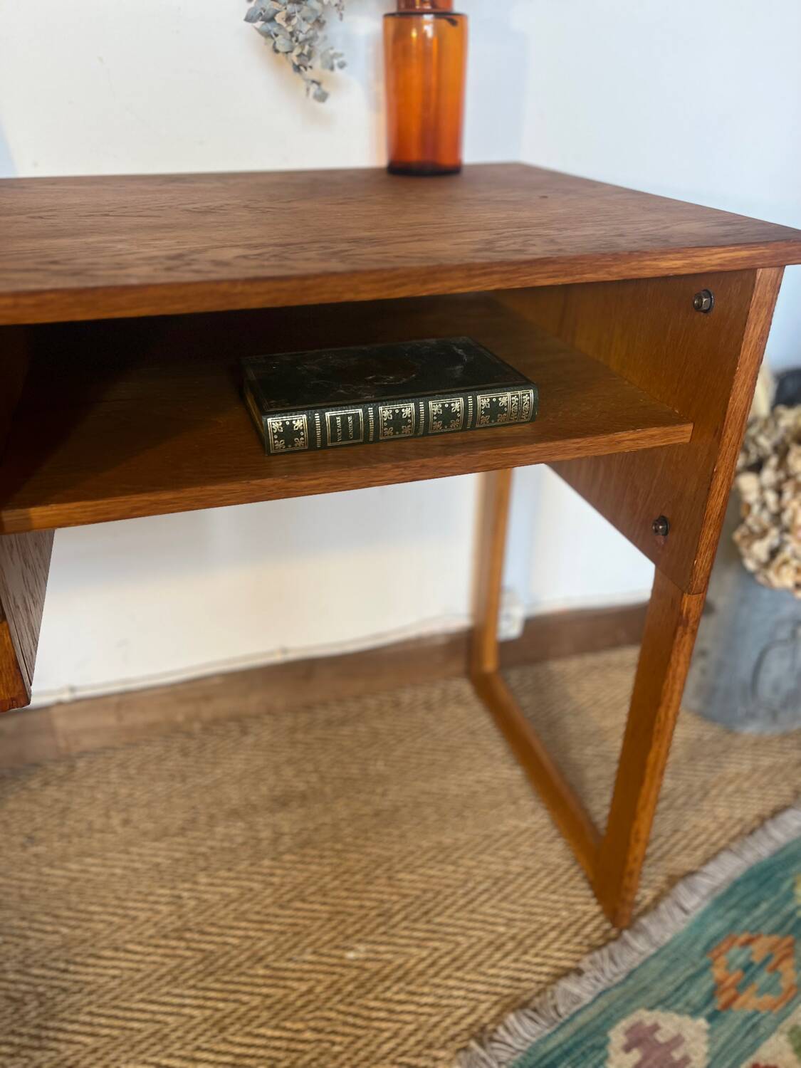 Vintage desk sled legs oak veneer