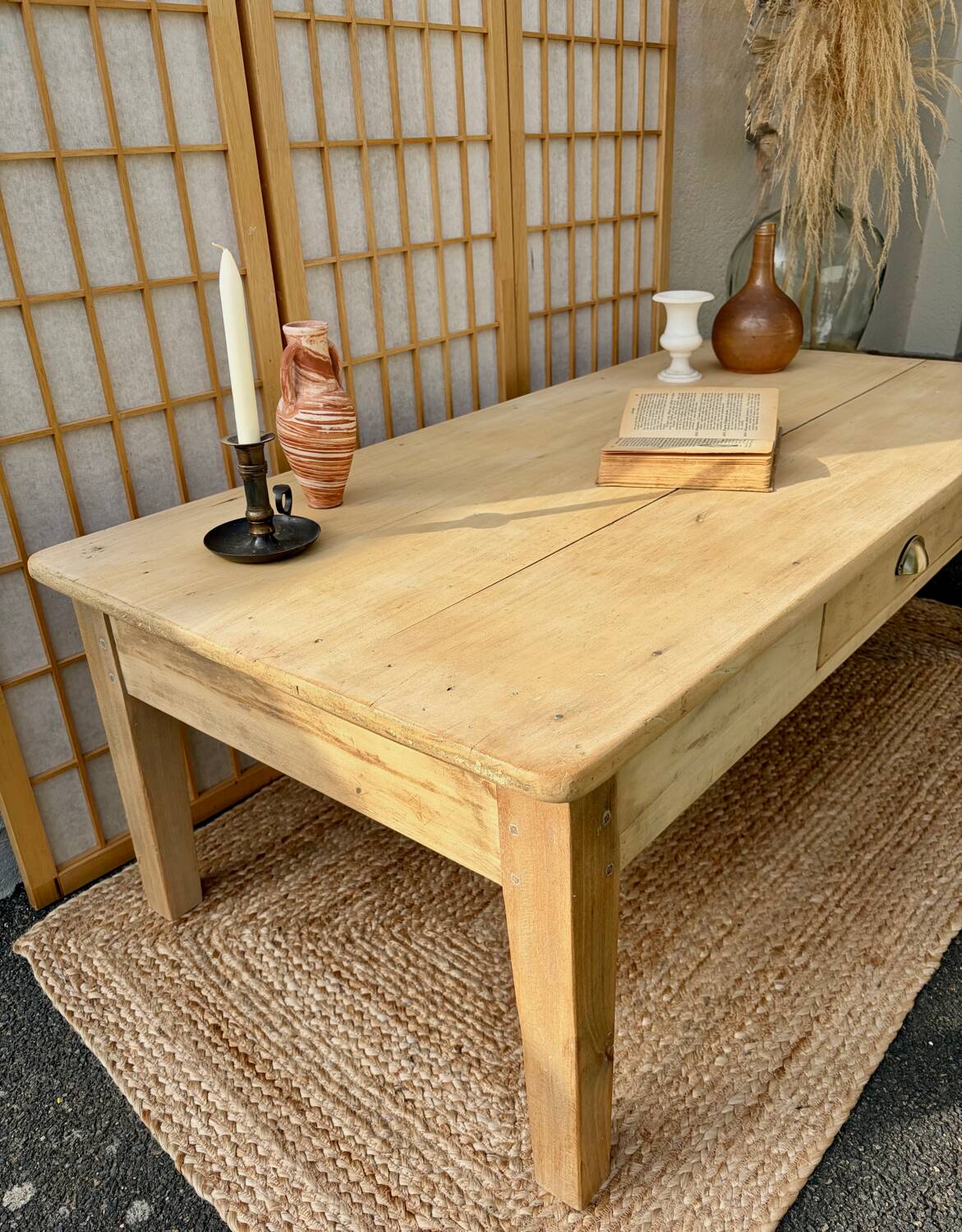 Raw wood coffee table