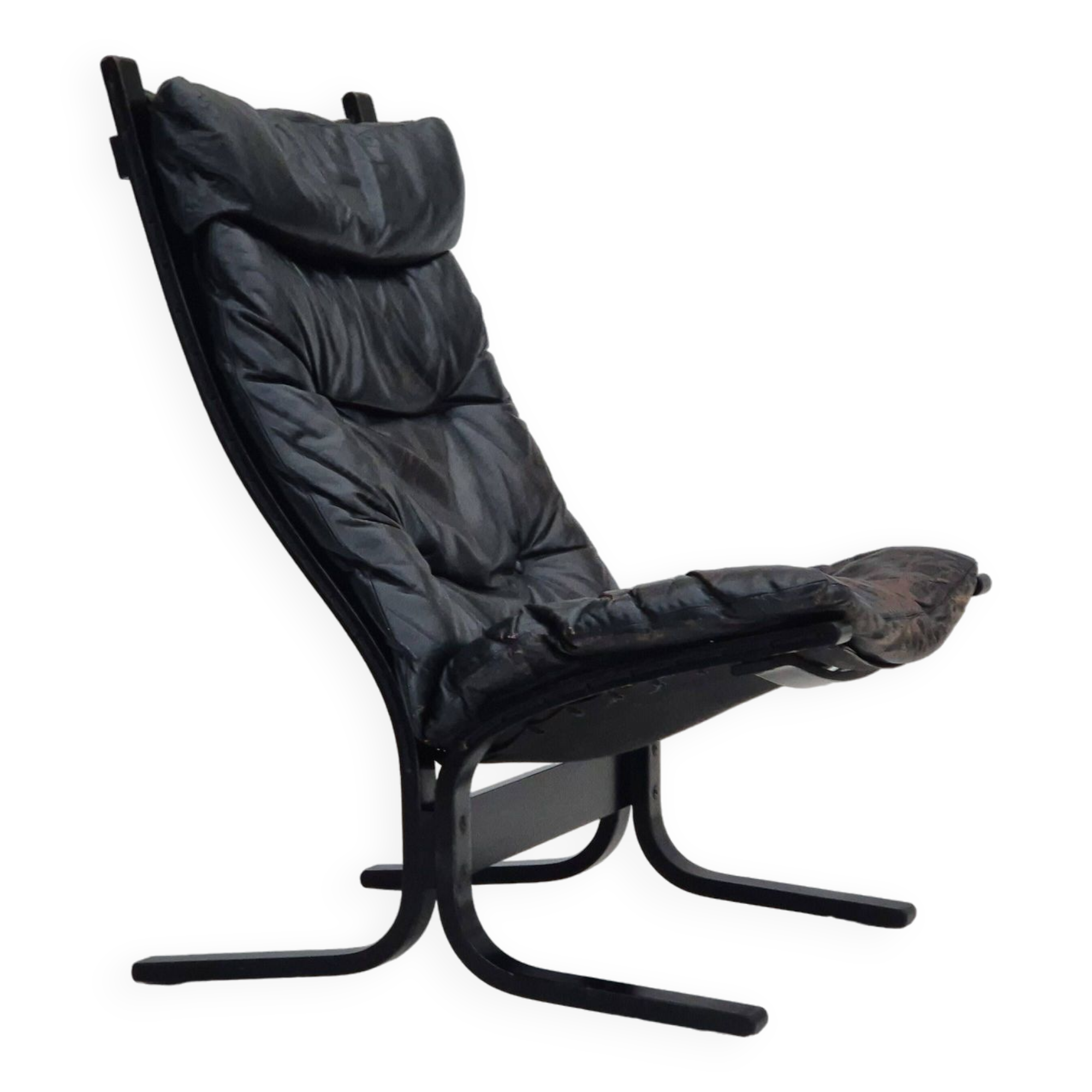 1970’s, Norwegian design, "Siesta" lounge chair by Ingmar Relling, black leather, bentwood.