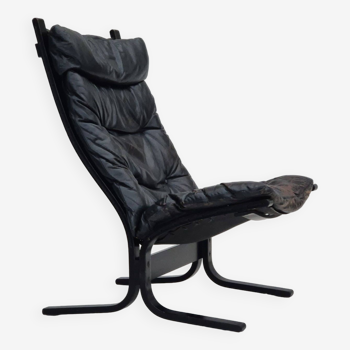 1970’s, Norwegian design, "Siesta" lounge chair by Ingmar Relling, black leather, bentwood.