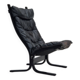 1970’s, Norwegian design, "Siesta" lounge chair by Ingmar Relling, black leather, bentwood.