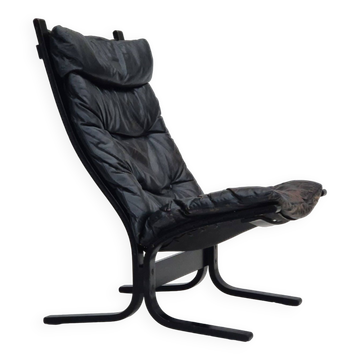 1970’s, Norwegian design, "Siesta" lounge chair by Ingmar Relling, black leather, bentwood.