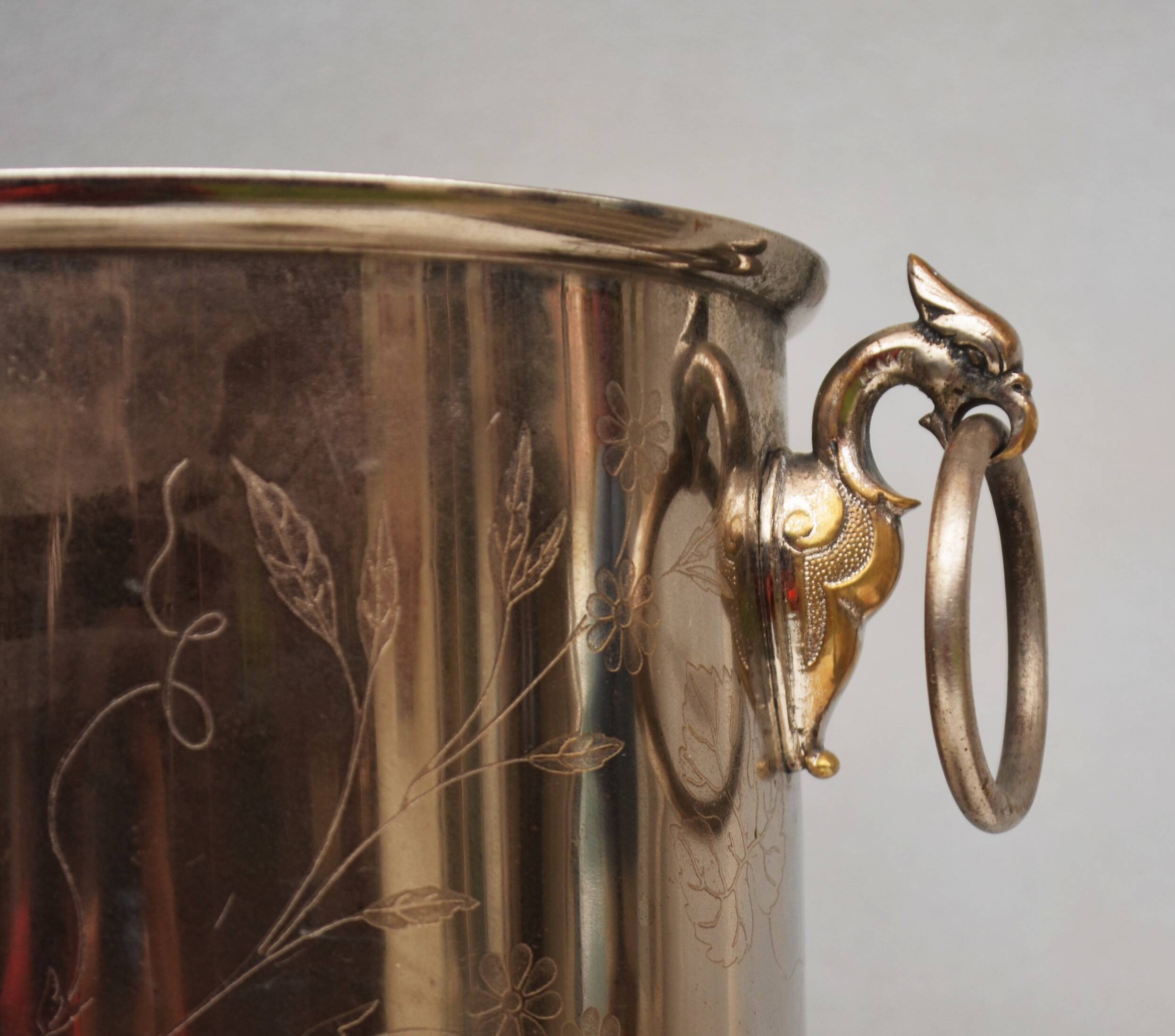 Antique Napoleon III Wine Cooler Ice Bucket Engraved with Griffin Heads
