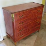 Louis XVI chest of drawers - Bronze - Butterfly wood veneer marquetry - 1930