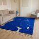 Handmade pure wool rug with blue patterns, 150/250 cm.