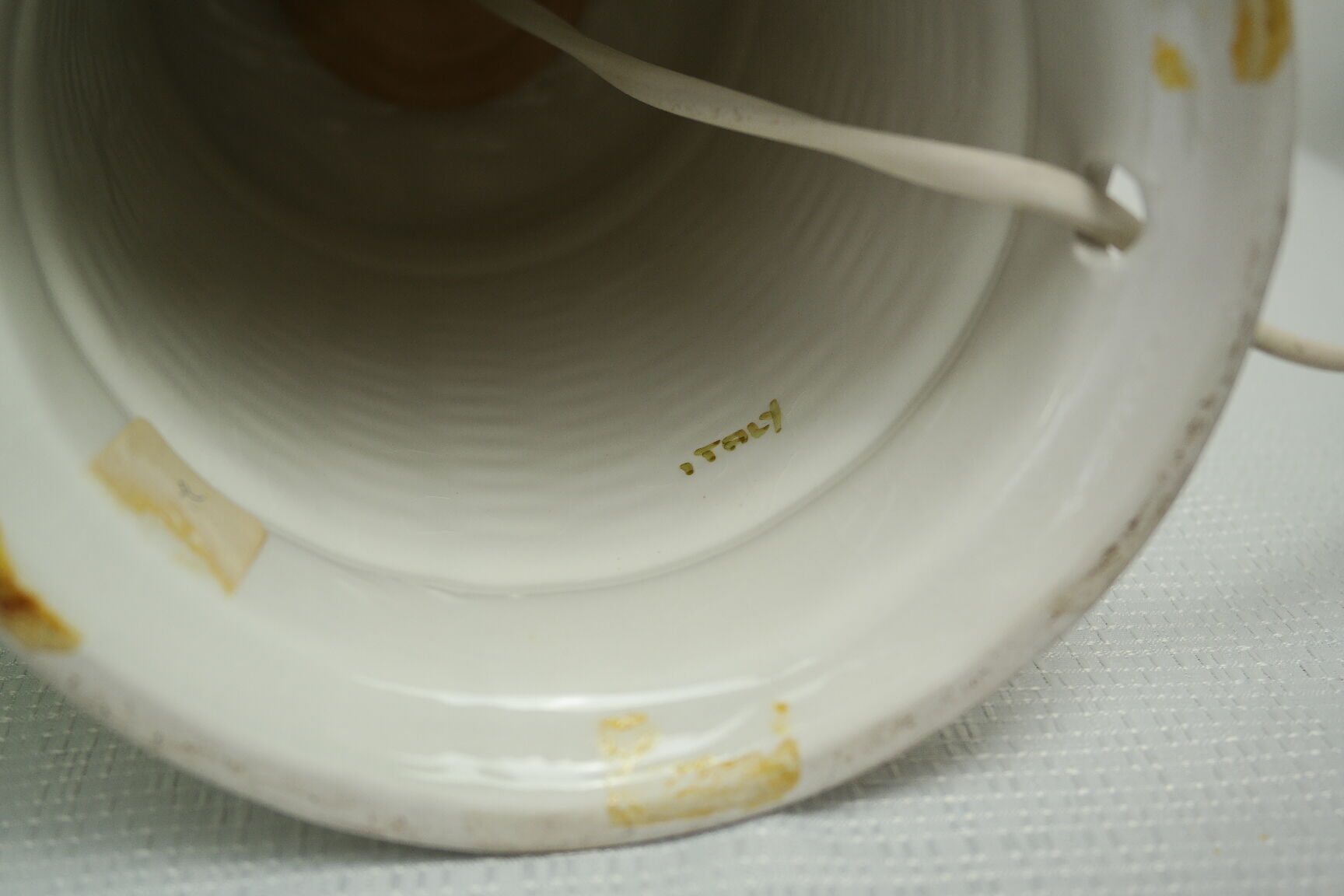 Pair of legs of ceramic lamp basketry italy vintage