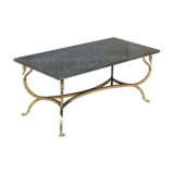 Bronze swan low table and pearl green marble 1950s