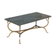 Table basse aux cygnes en bronze et marbre vert perlé 1950