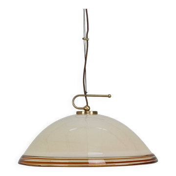 Vetrofond Italian Murano Glass Pendant Light with Brass Fixtures, 1980's