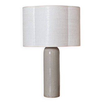 Stoneware lamp and ecru linen lampshade