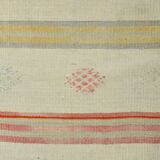 Tapis kilim carré en laine crème et beige