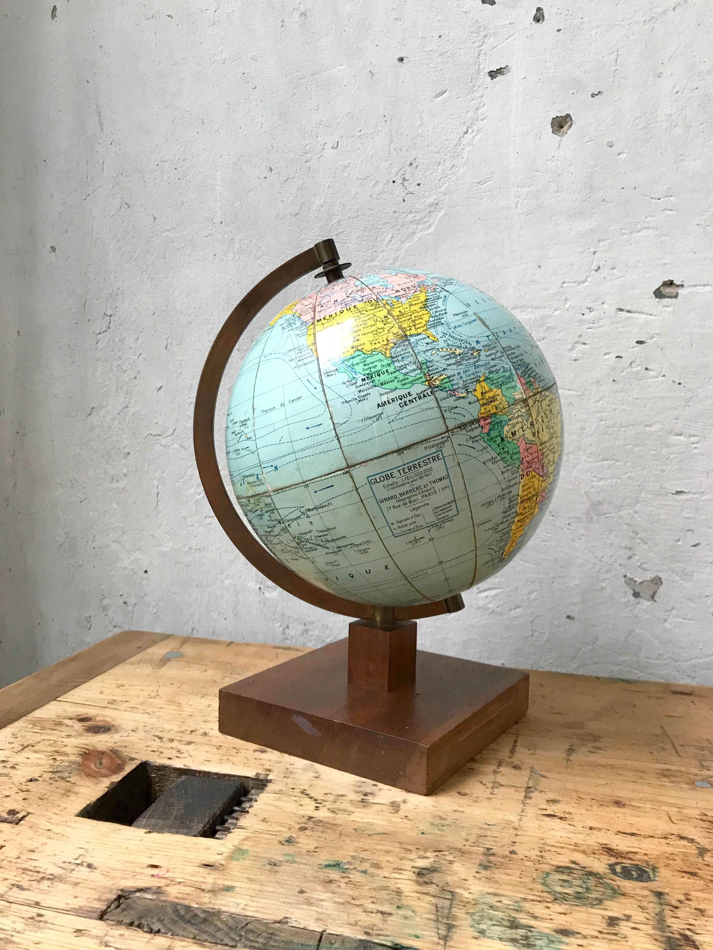 World map wooden base