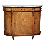 Half-moon buffet in Louis XVI style with burl and marquetry.