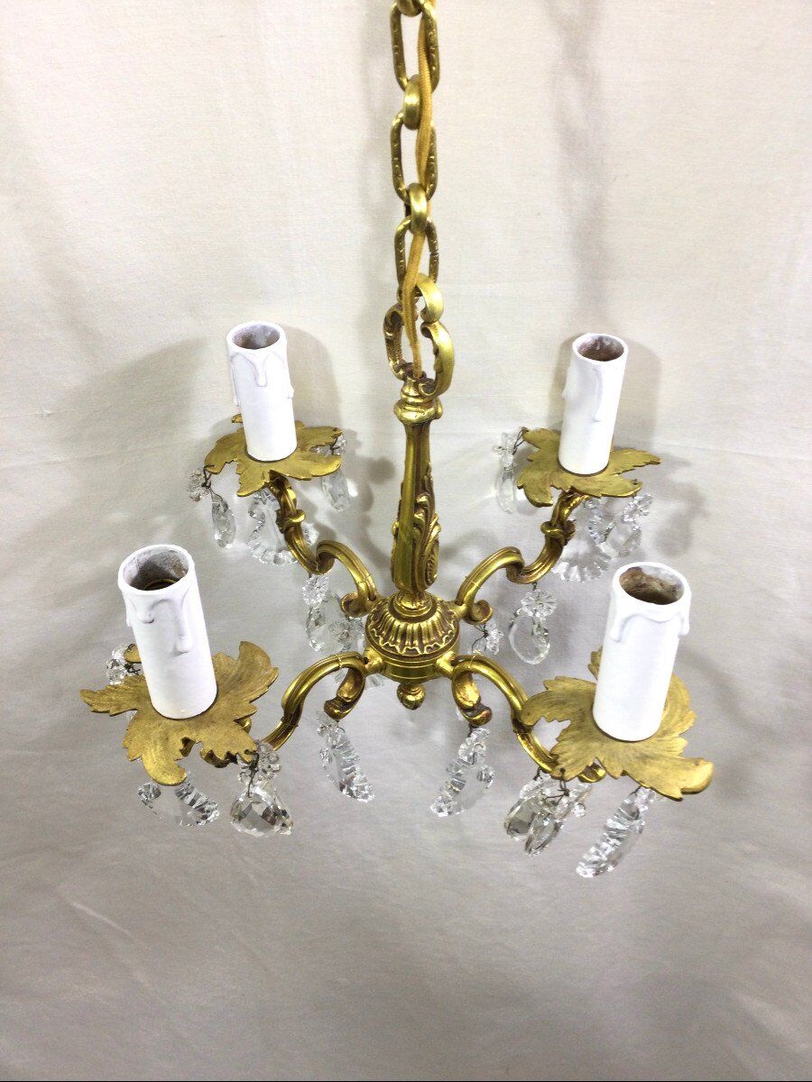 Chandelier 4 lights bronze and grapevines