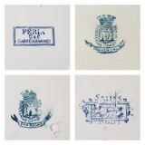 Mismatched lot of 4 flat plates of different earthenware factories, iron earth. Gien, Sarreguemines