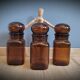 Trio bottles brown round cap