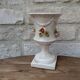 Vase italien ancien en céramique style barbotine à décor de roses
