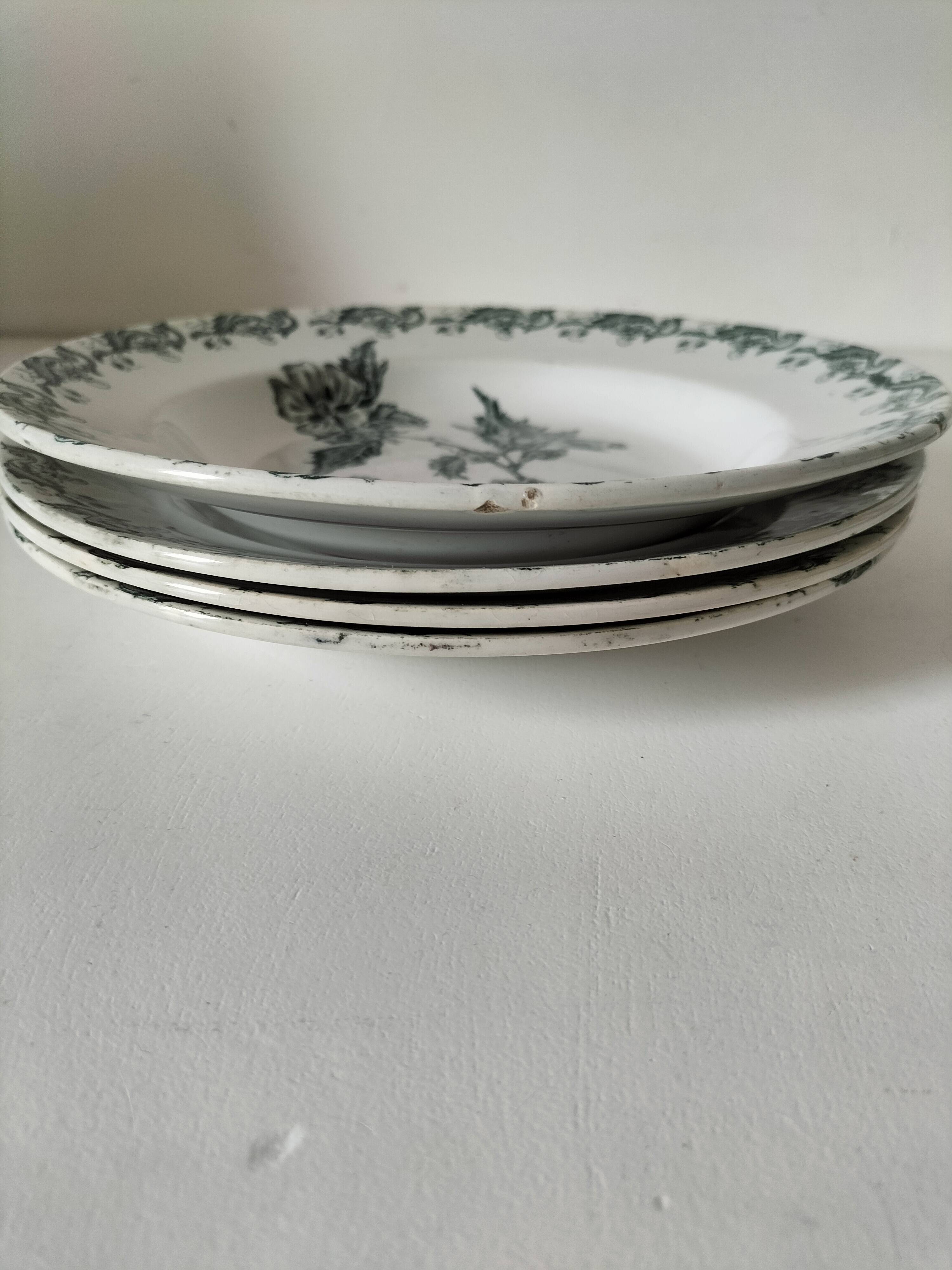 4 ironstone plates A. Lebacqz & M. Bouchart Richelieu model
