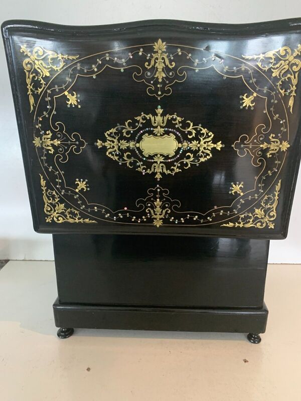 Cave a liqueur complète Napoléon III Marqueterie boulle Coffret ancien
