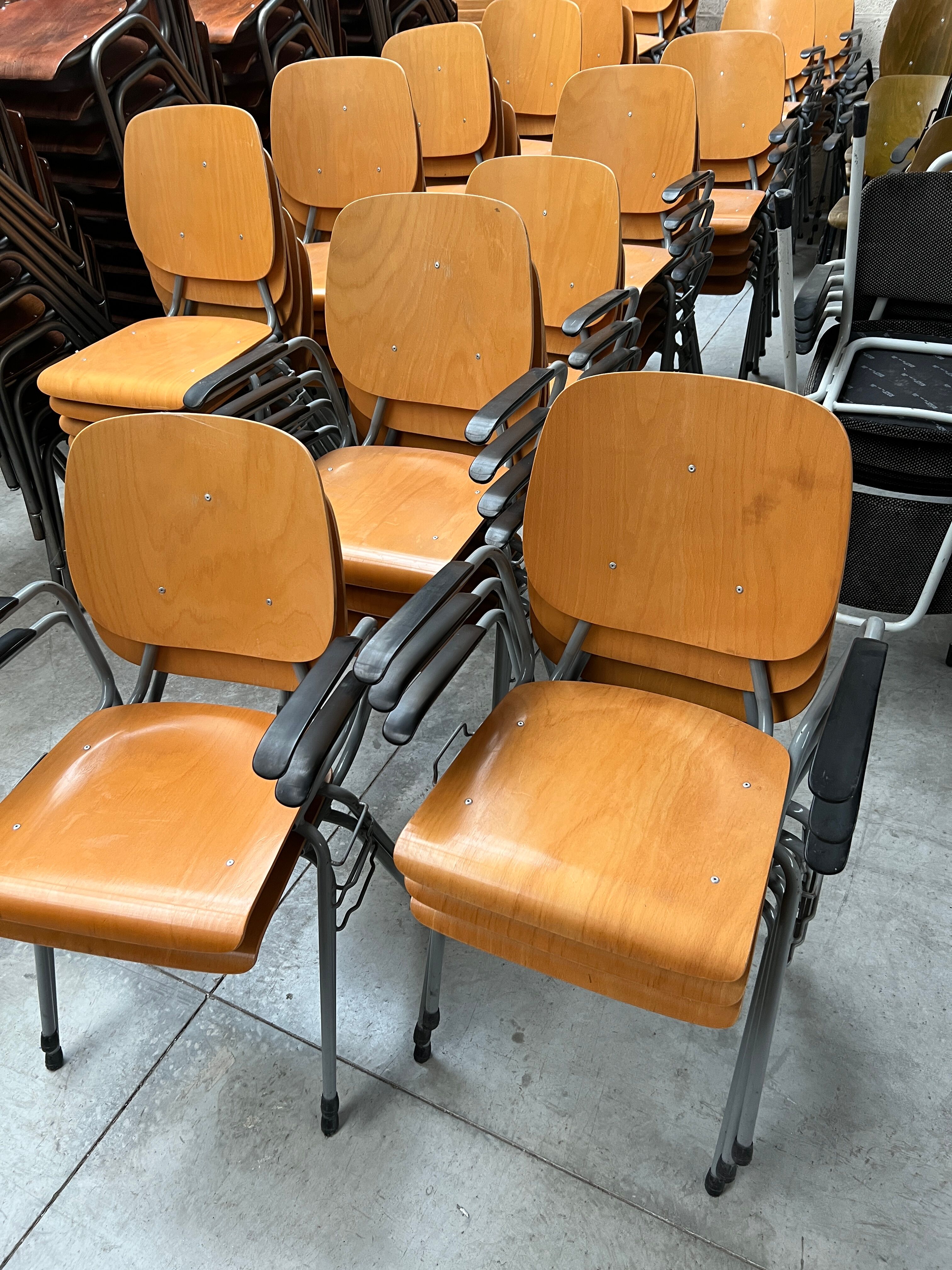 Set of 40 school chairs with armrests, 70s, Netherlands