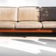 Canapé Convertible / Daybed Danois en Teck & Cuir Vintage 1960