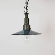 Industrial Blue Enamel Military Pendant Lamp with Cast Aluminium Top, 1960s
