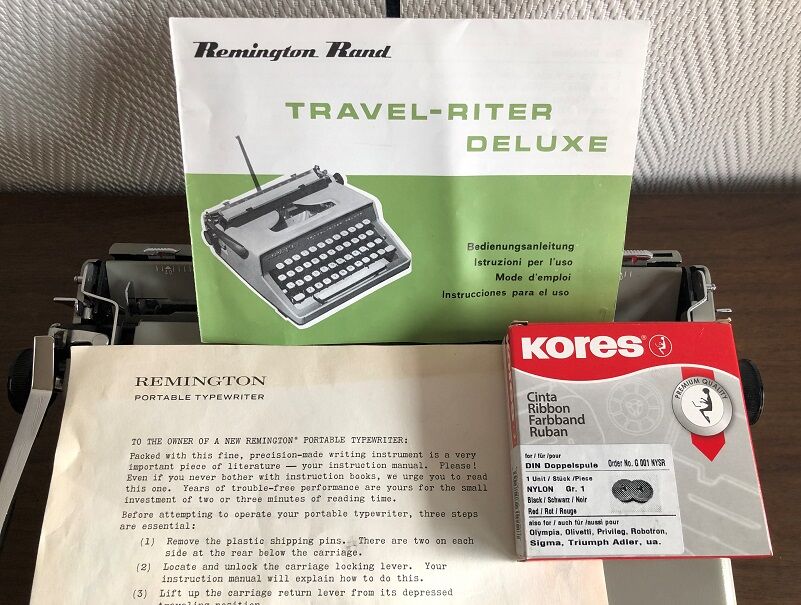 Remington travel riter deluxe grey revised ribbon new