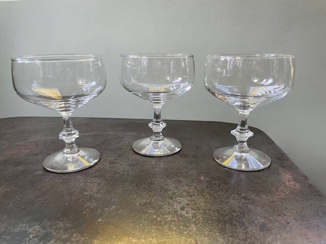 Set of 3 large blown glass champagne bowls