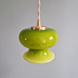 Vintage suspension trio in green opaline, 1960s-70s.