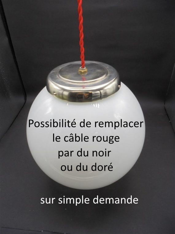 Opaline globe hanging lamp