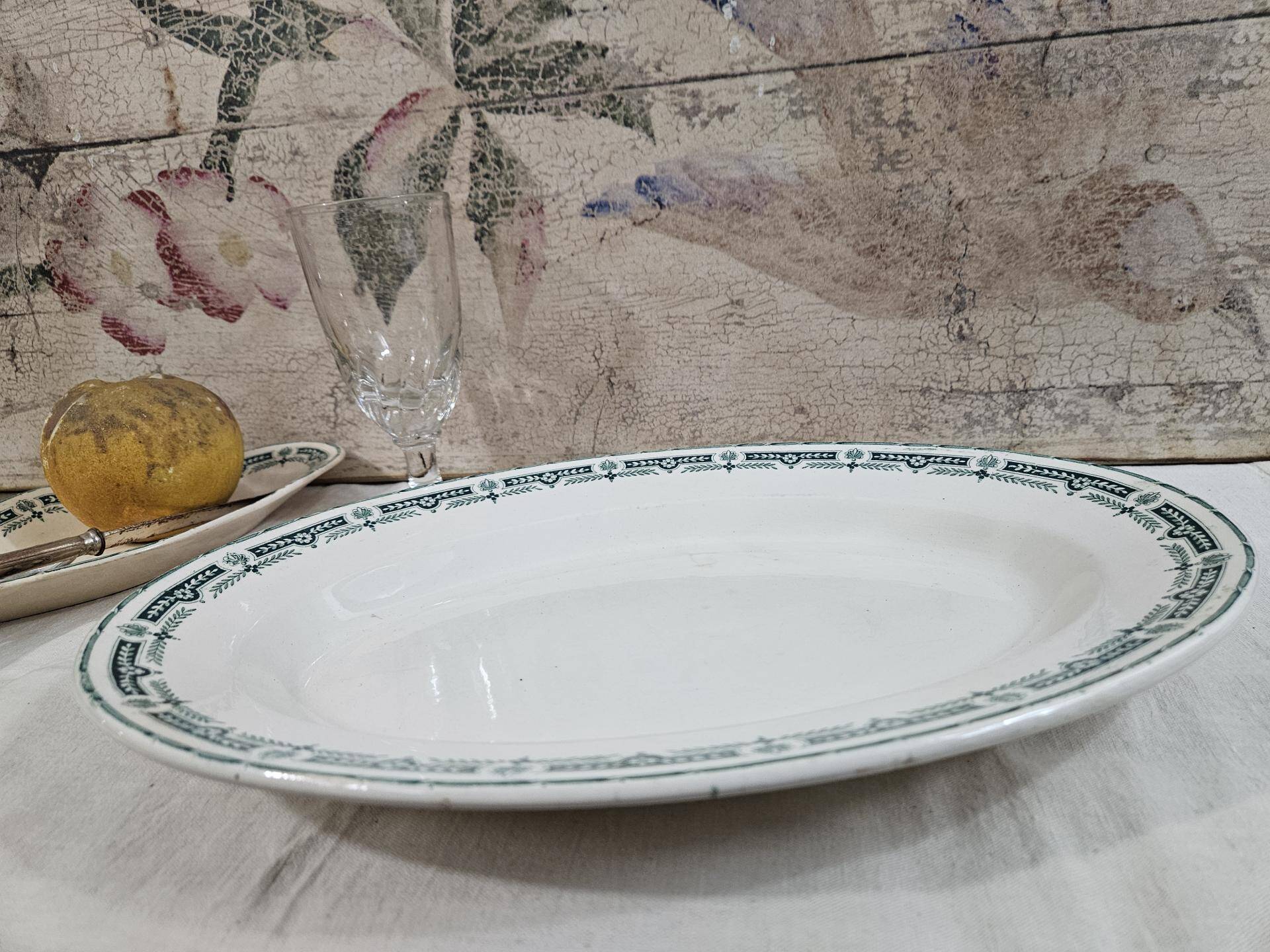 Oval Longwy earthenware dish