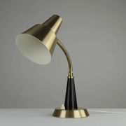 Table / Desk Lamp Model 600/5 by Gemi — Swedish Modernism in Black & Brass, 1960s