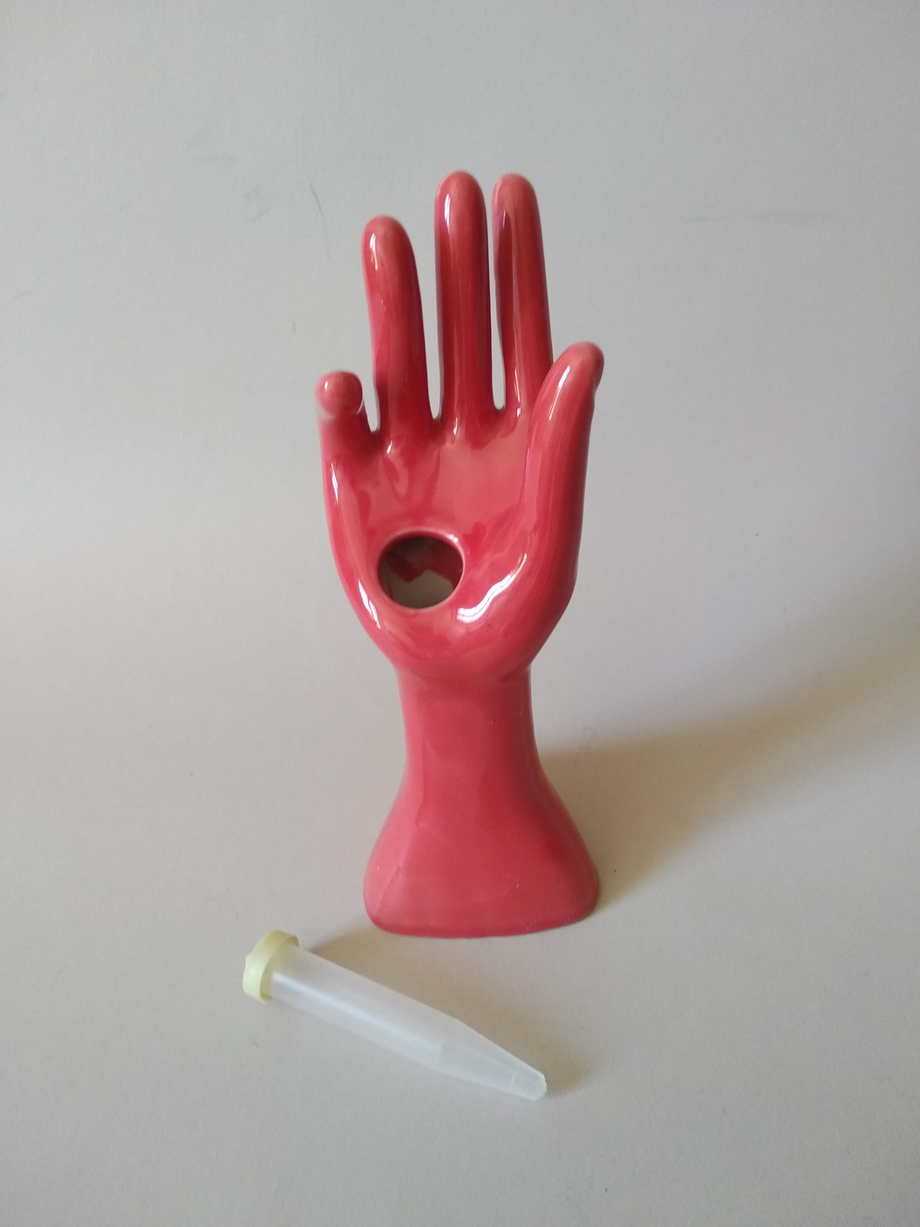 Hand baguier vase soliflore porcelain 80s