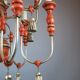 Italian chandelier in patinated wood, 50s